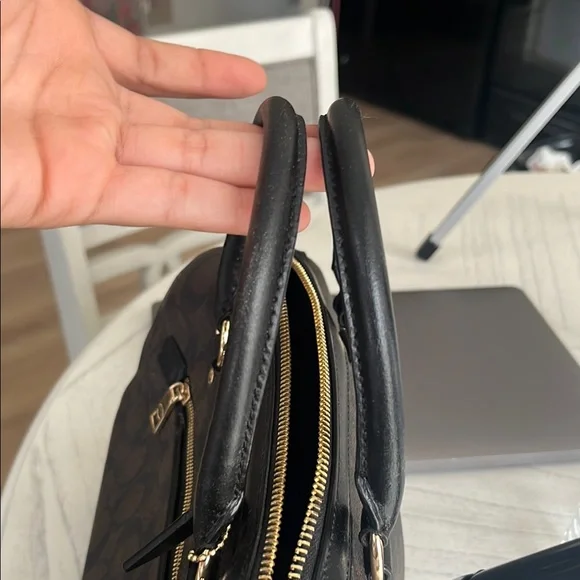 Coach Brown and Black Satchel with Gold Hardware - Picture 3 of 6